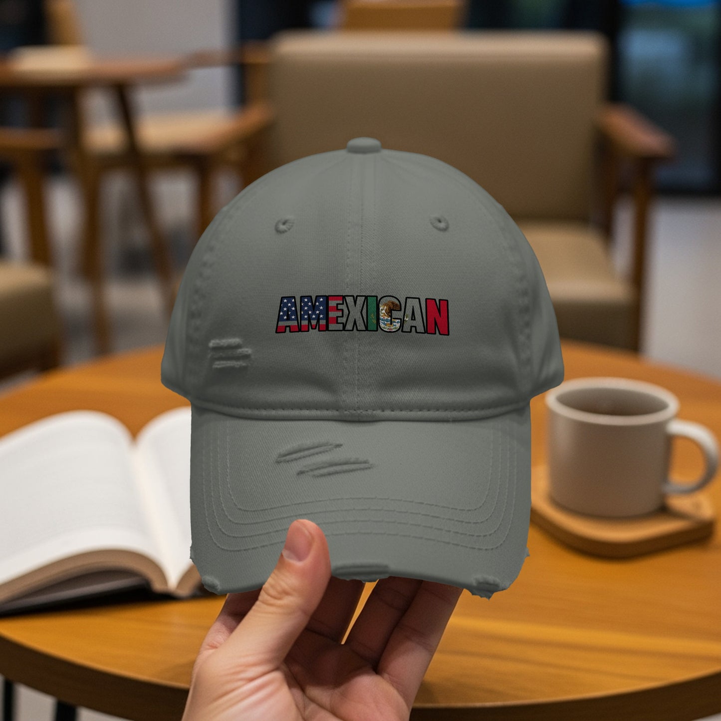 AMEXICAN Design Embroidered Stylish Gray Cap product