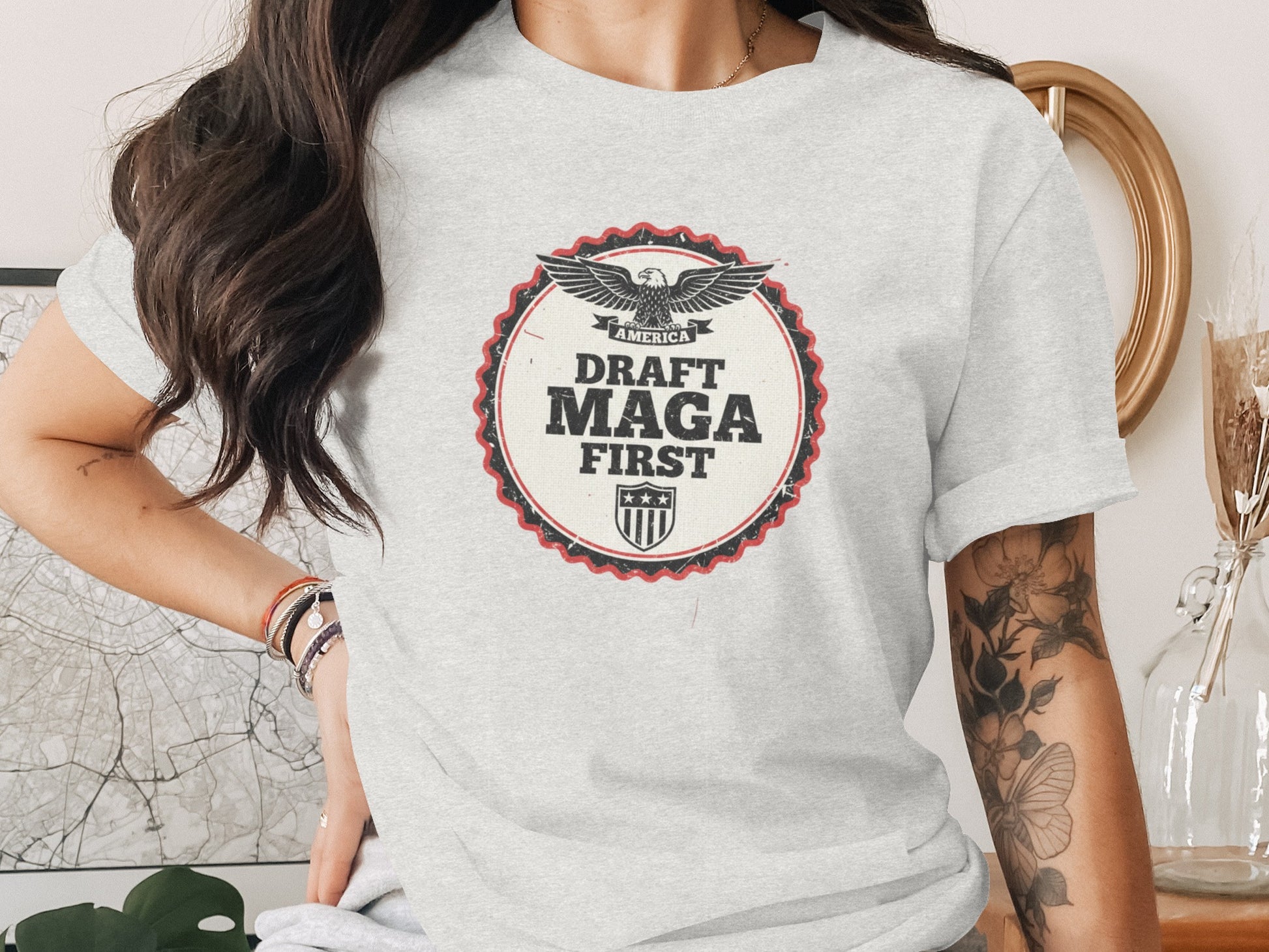 America Draft MAGA First T-shirt with Eagle Design