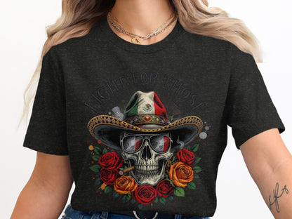 Fight for Those Skull Art with Roses T-Shirt product