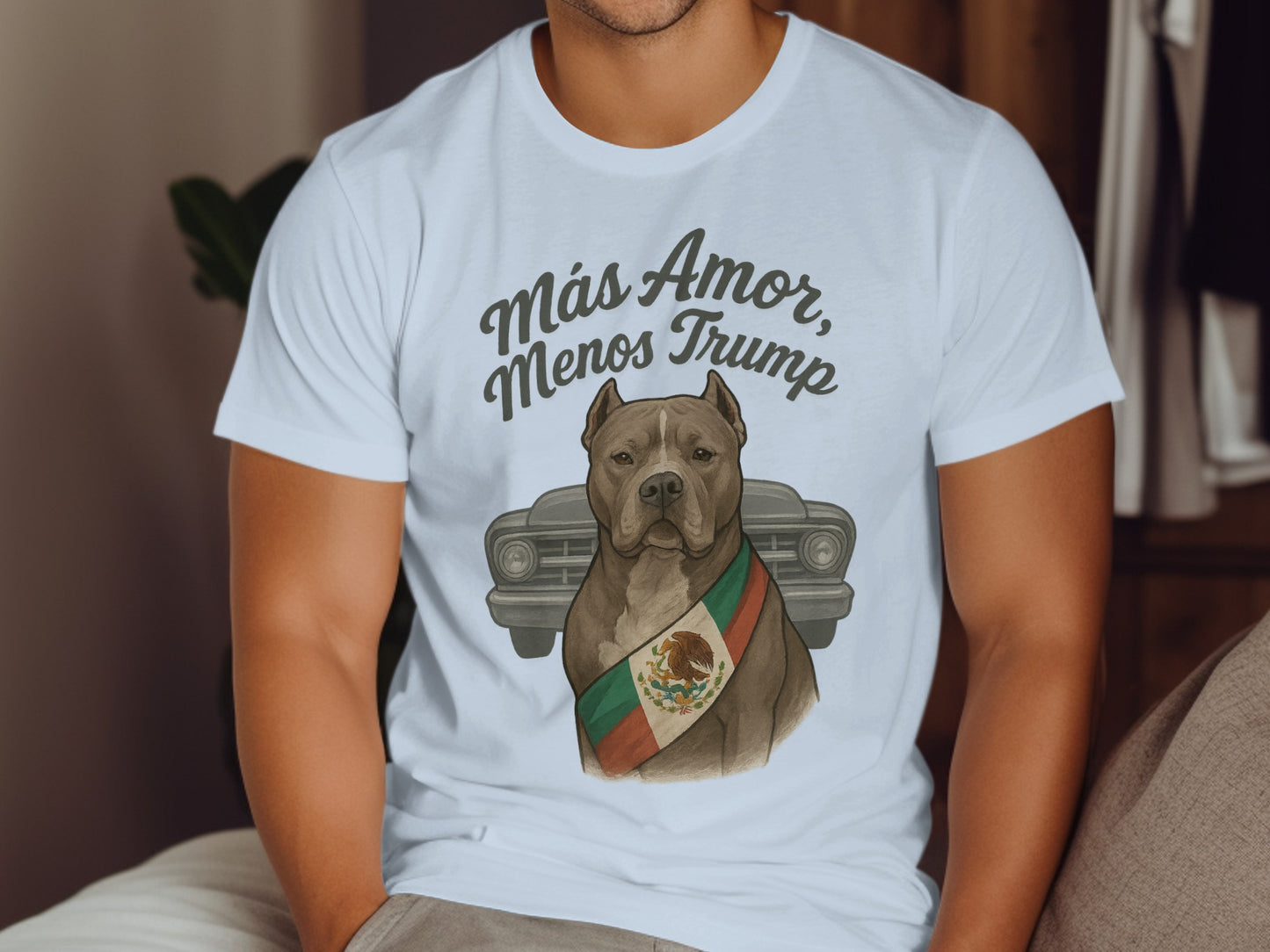 Más Amor Menos Trump Dog Graphic T-Shirt product