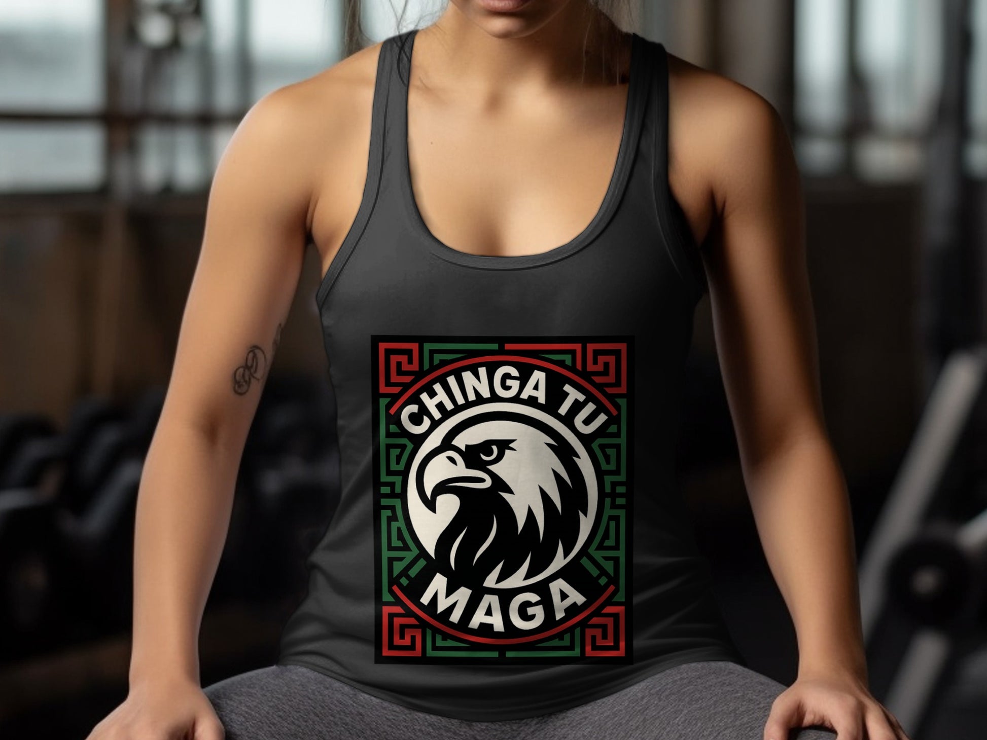 Chinga Tu Maga Eagle Graphic Workout Tank Top