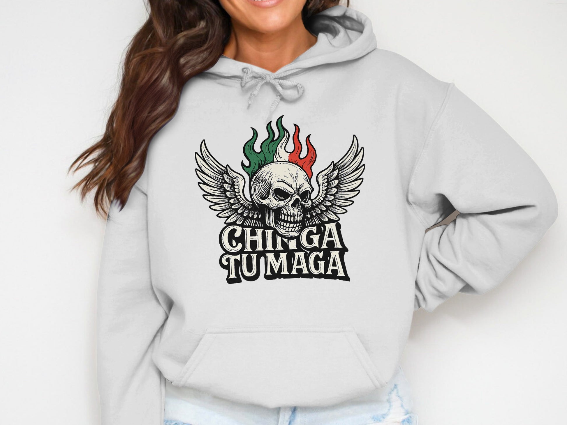 Winged Skull Chinga Tu Maga Graphic Hoodie product