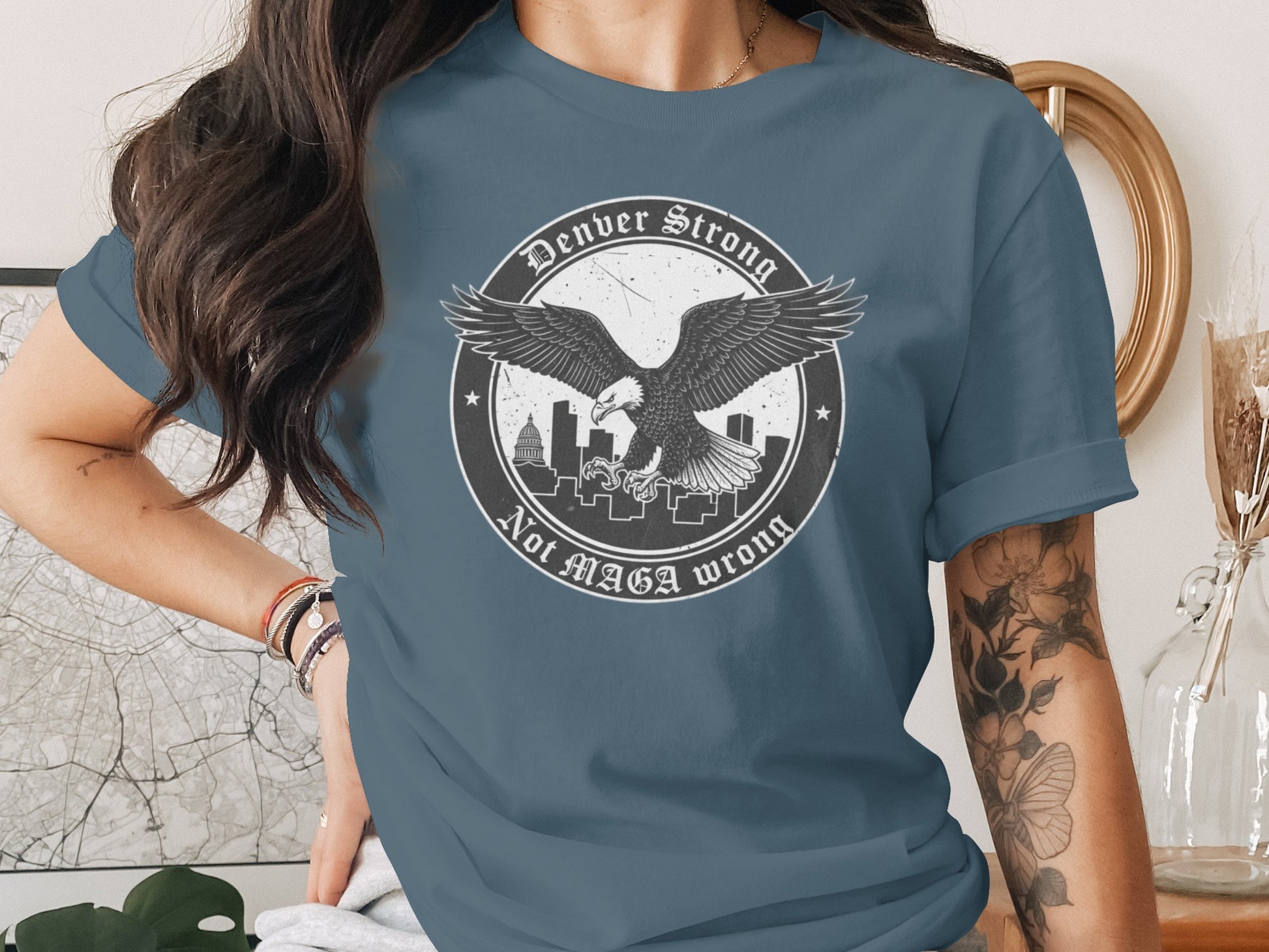 Denver Strong Not MAGA Wrong Eagle Themed Shirt