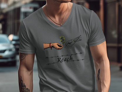 Reach Hands and Olive Branch Grey Tee product