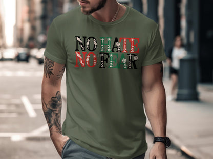 No Hate No Fear Floral Design T-shirt