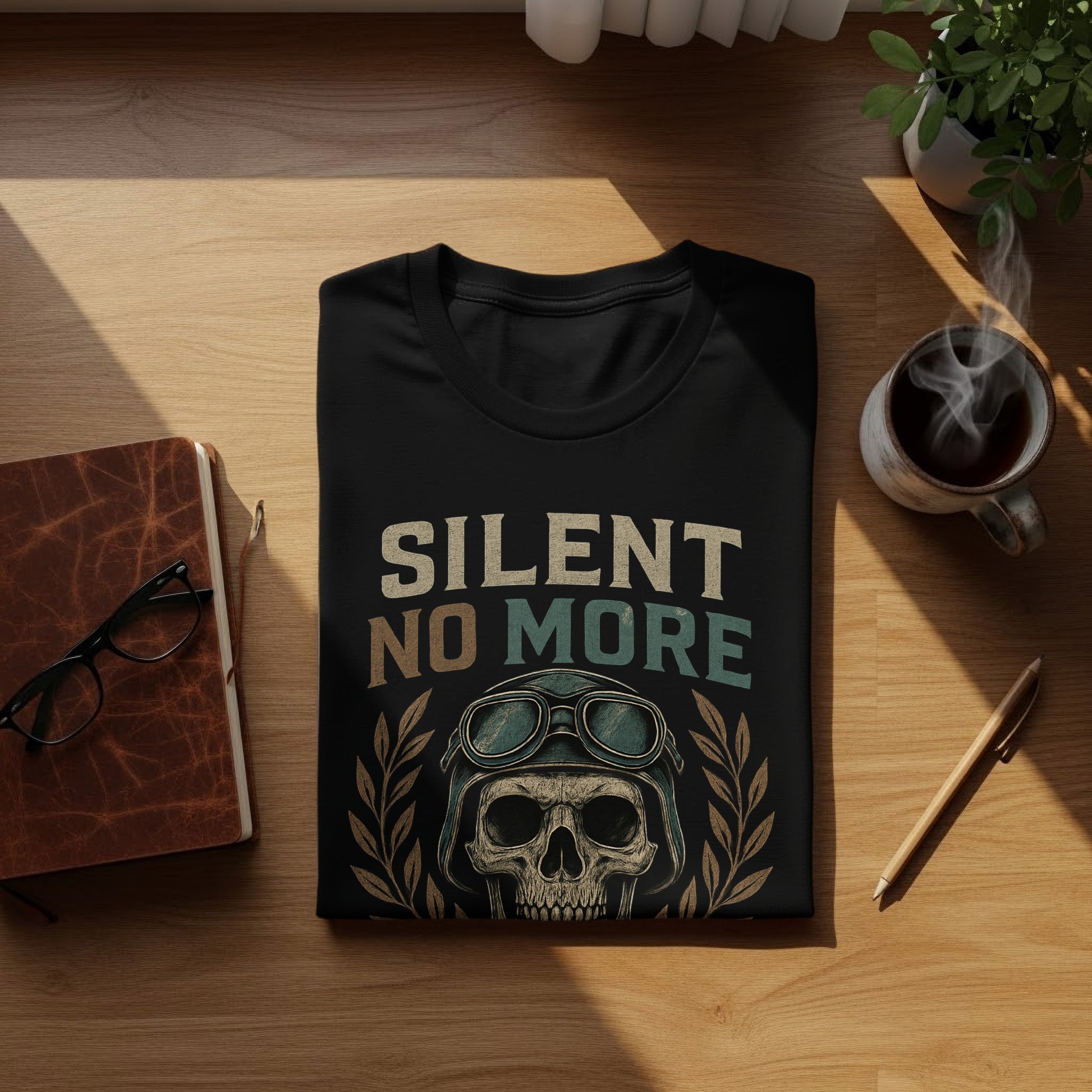 Silent No More Skull Print Graphic T-shirt