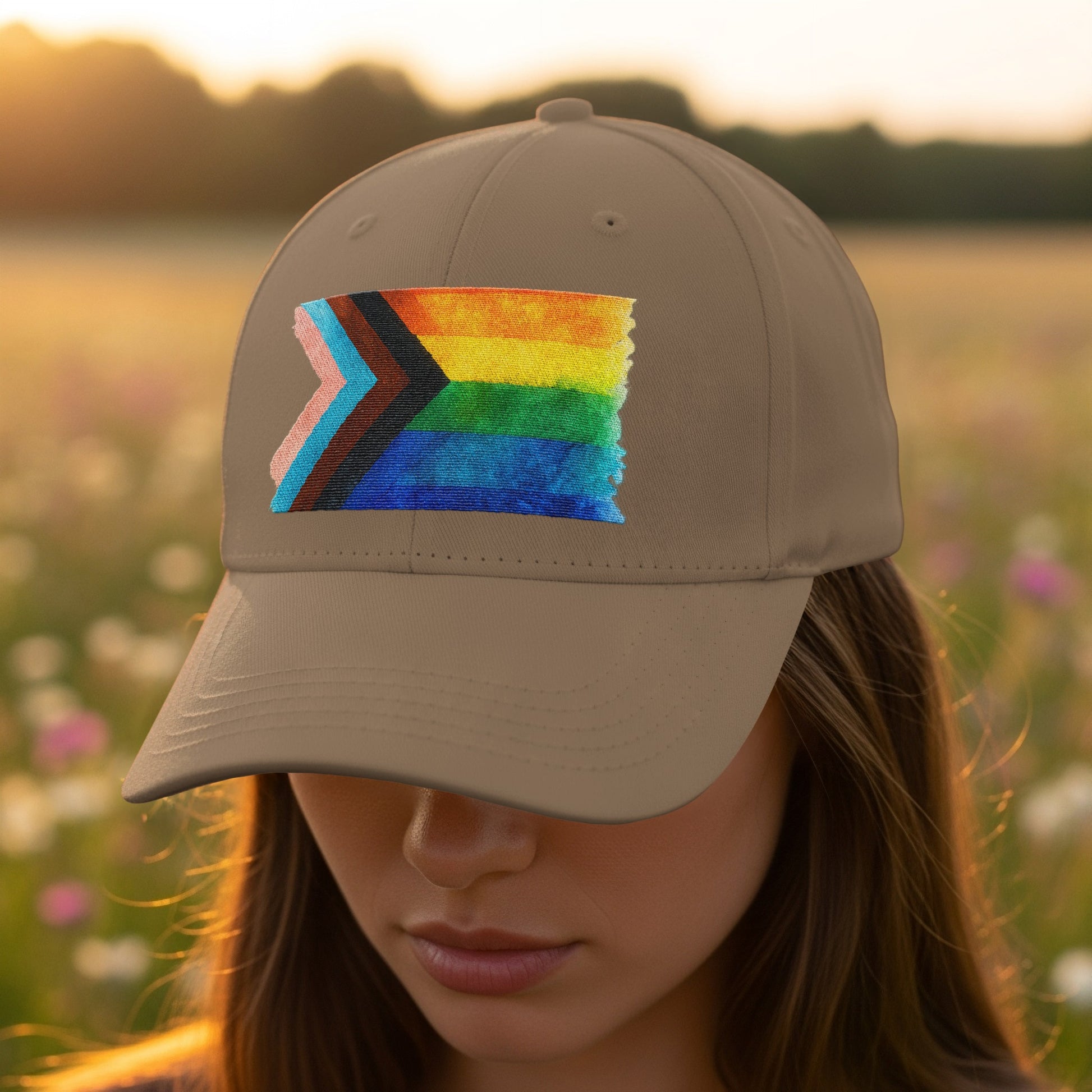 Pride Progress Flag Brown Baseball Cap product type