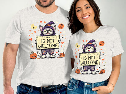 Hate Is Not Welcome Halloween Cat T-Shirt product