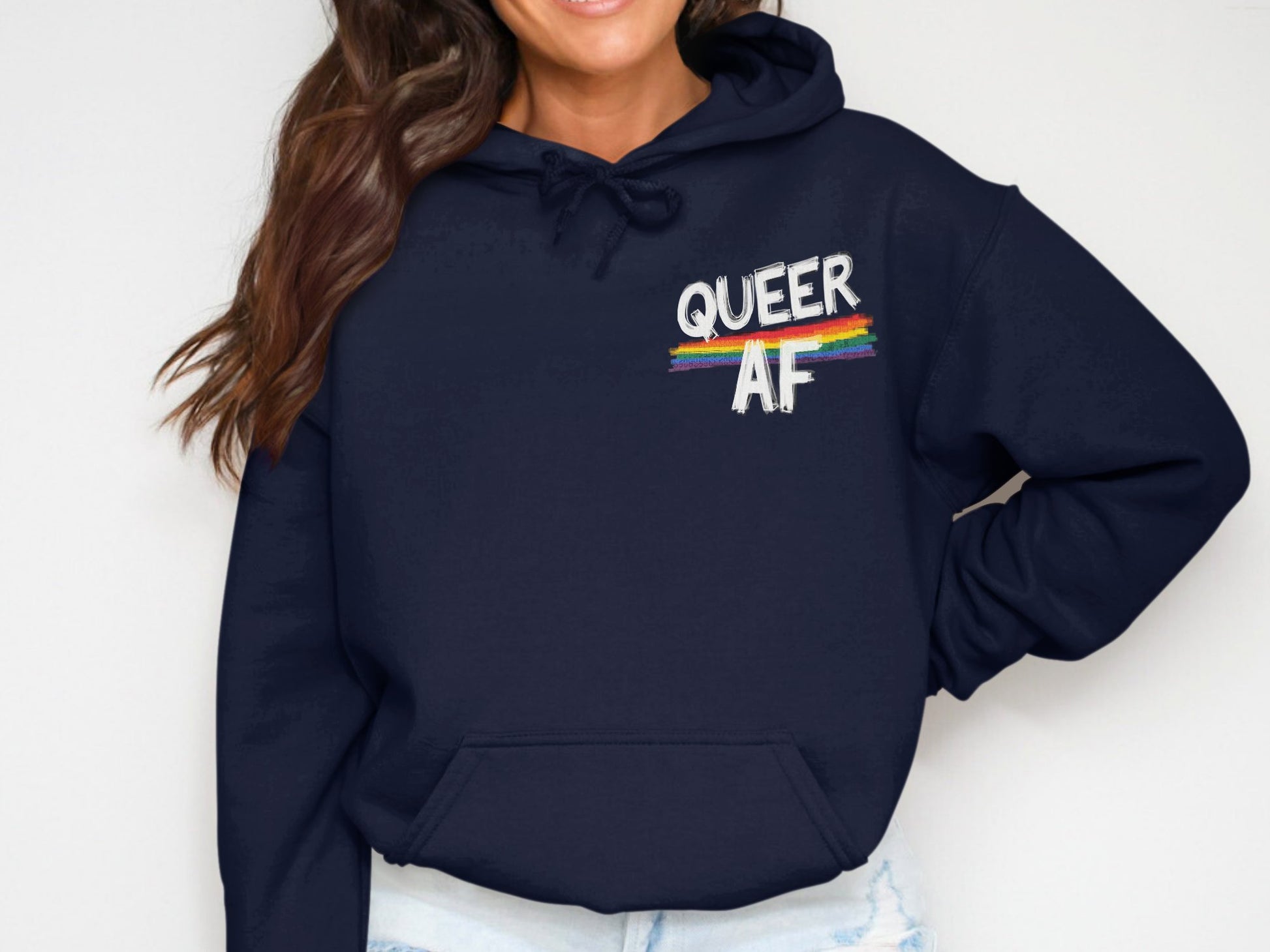 Queer AF Rainbow Design Hooded Sweatshirt product