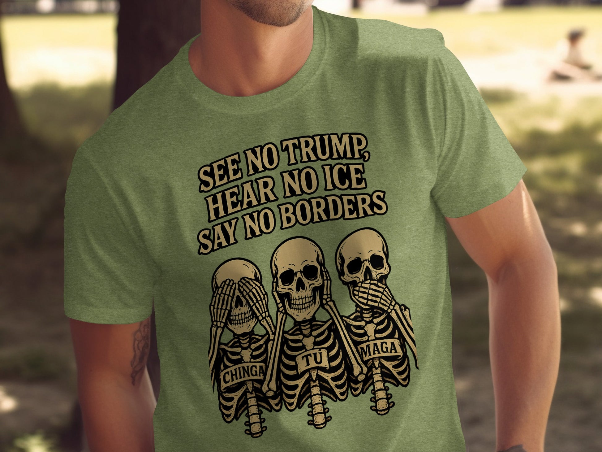 See No Trump Hear No Ice Say No Borders T-shirt product
