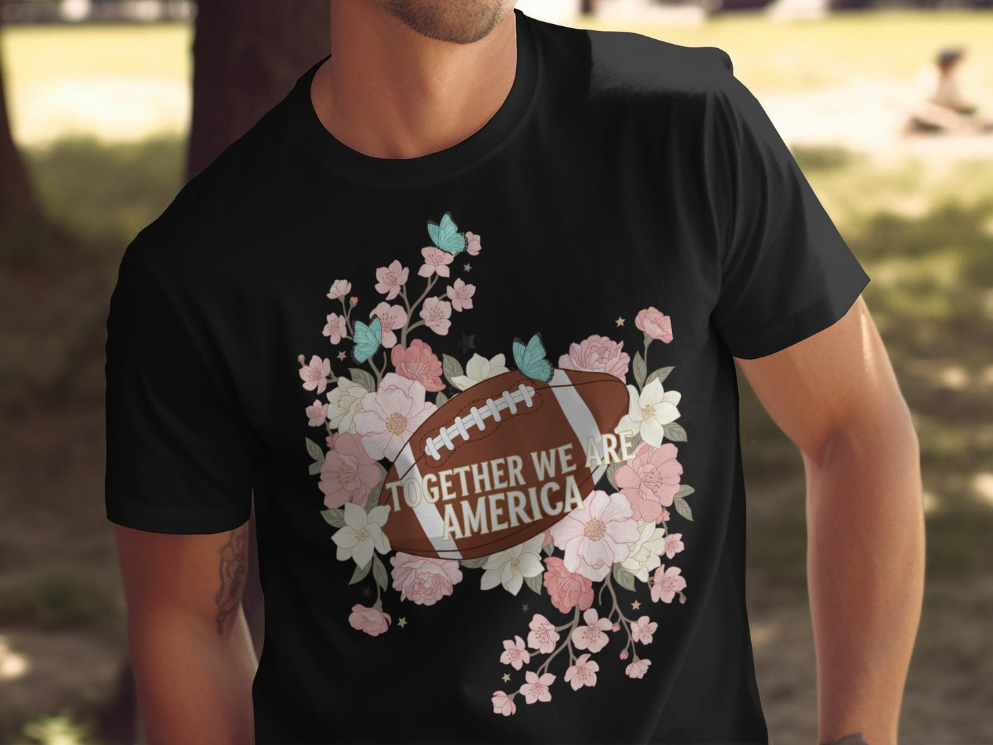 Together We Are America Football Floral T-shirt