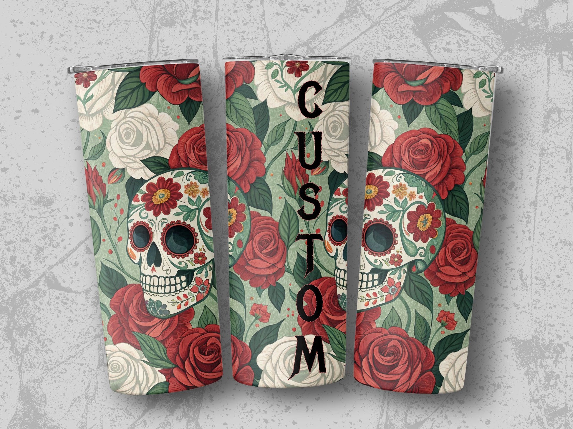 Custom Floral Skull Tumbler Personalized Drinkware product type