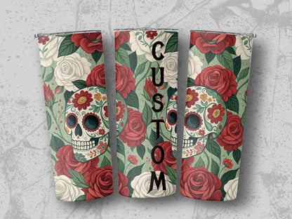 Custom Floral Skull Tumbler Personalized Drinkware product type