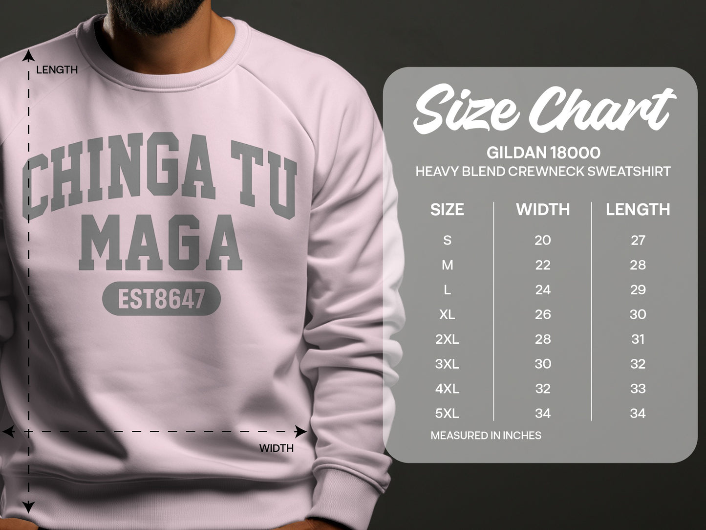 Chinga Tu Maga EST8647 Heavy Blend Crewneck Sweatshirt