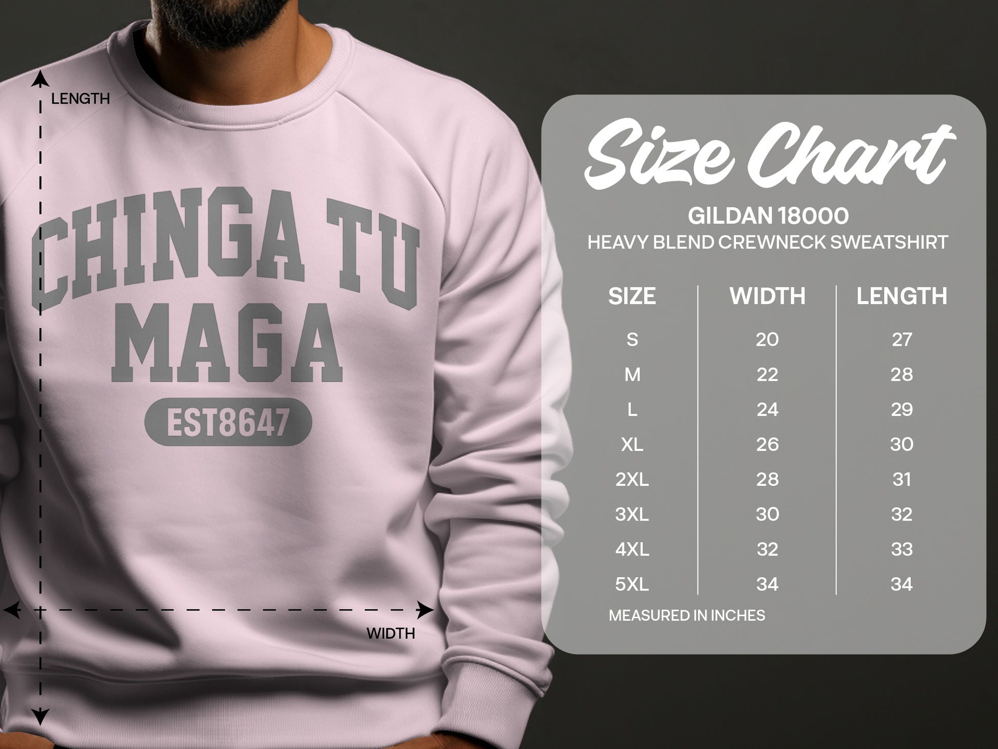 Chinga Tu Maga EST8647 Heavy Blend Crewneck Sweatshirt
