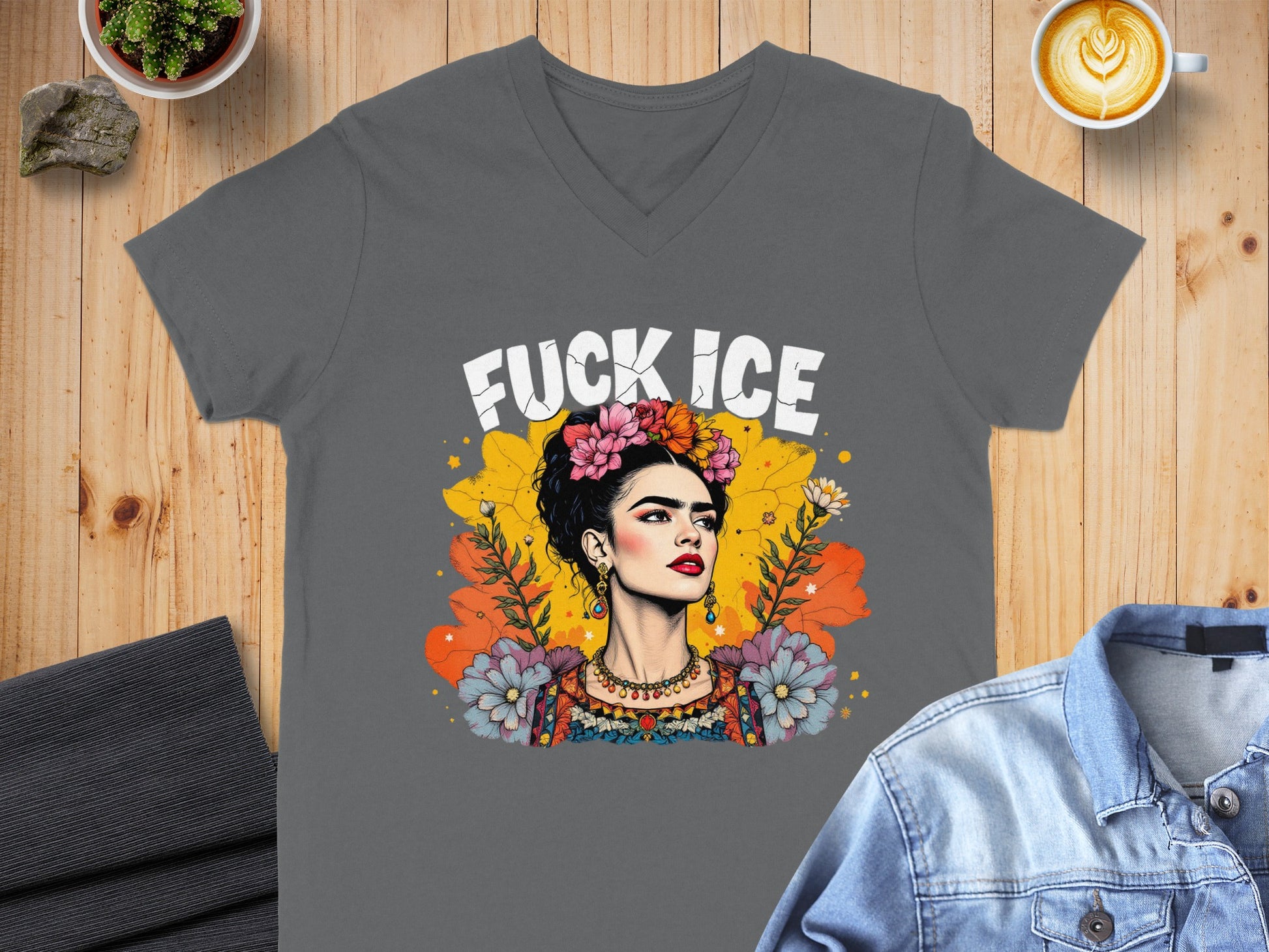 Fuck Ice Floral Art V-Neck Shirt product