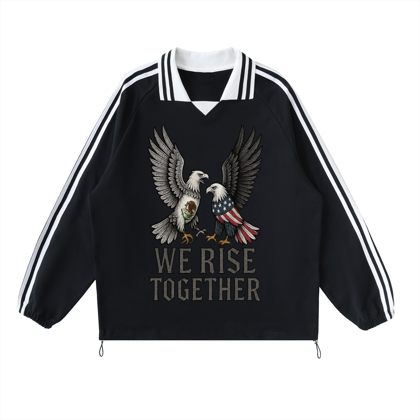 Proud Mexican Roots Anti Trump Resist Tee Contrast Striped Lapel Collar Sweatshirt
