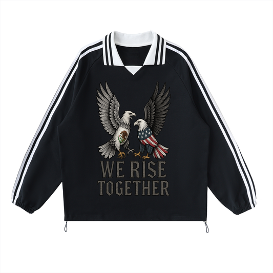 Proud Mexican Roots Anti Trump Resist Tee Contrast Striped Lapel Collar Sweatshirt