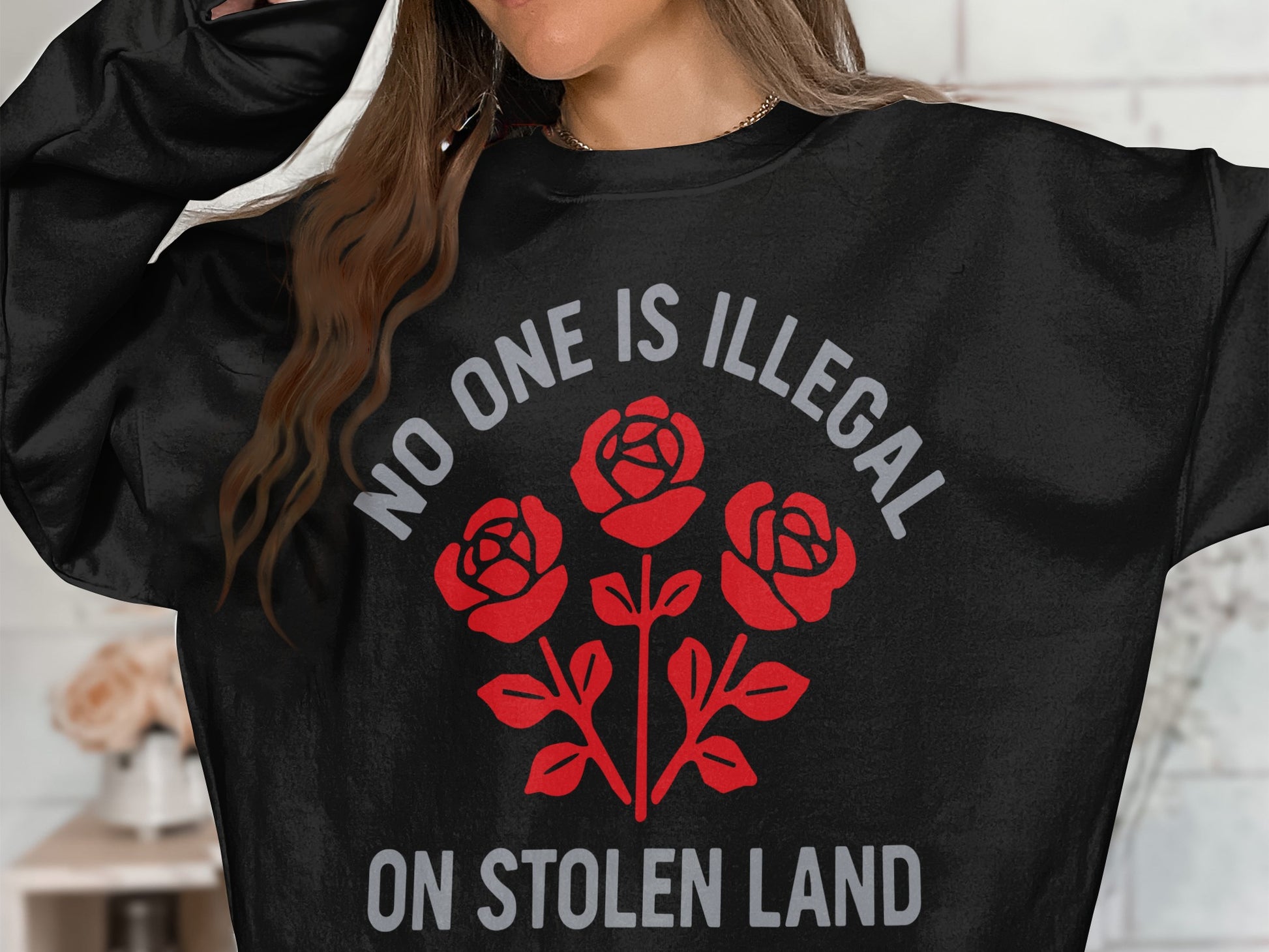 No One Is Illegal On Stolen Land sweatshirt product type