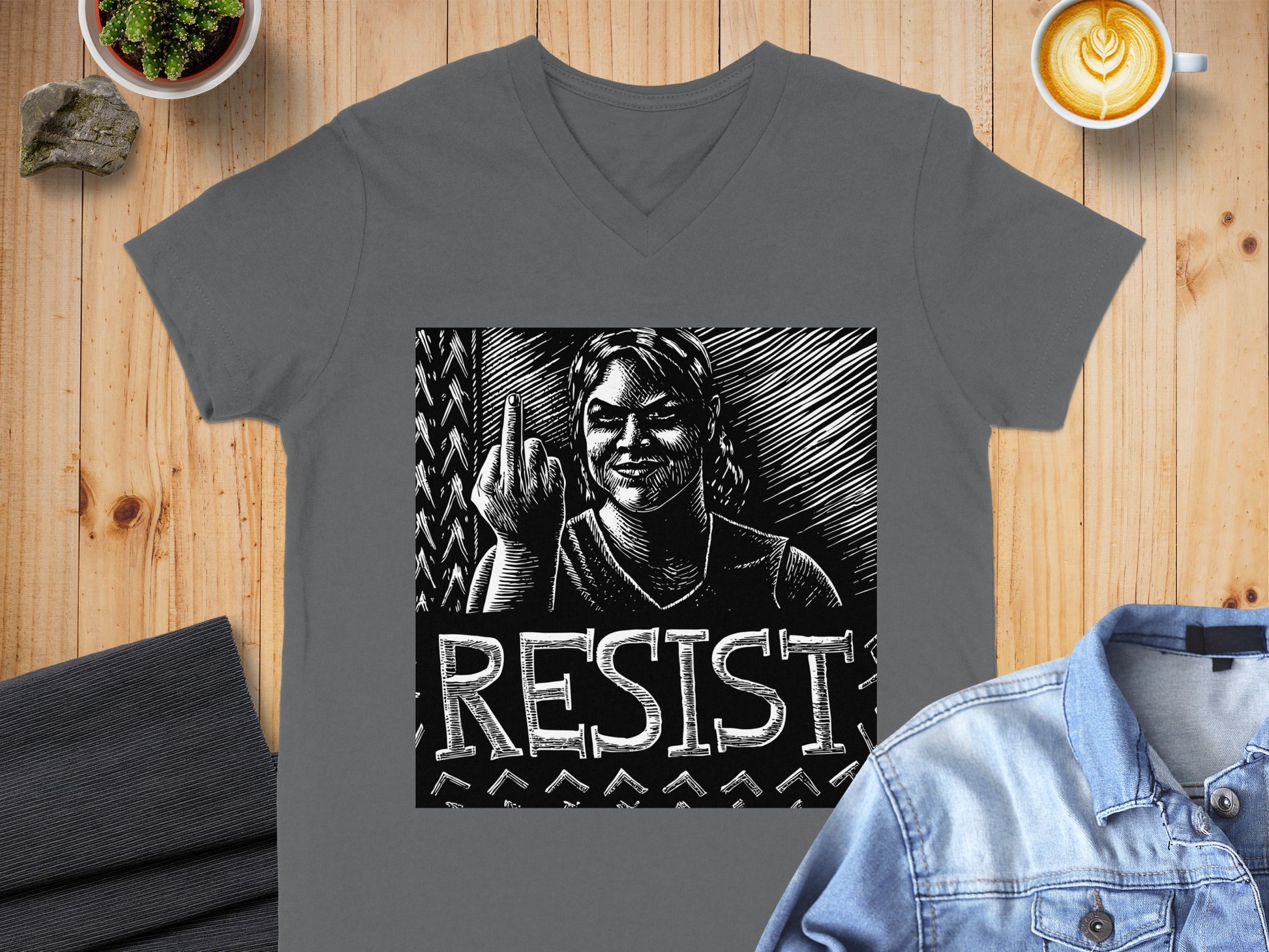 Resist Graphic Tee Shirt with Bold Artwork Design