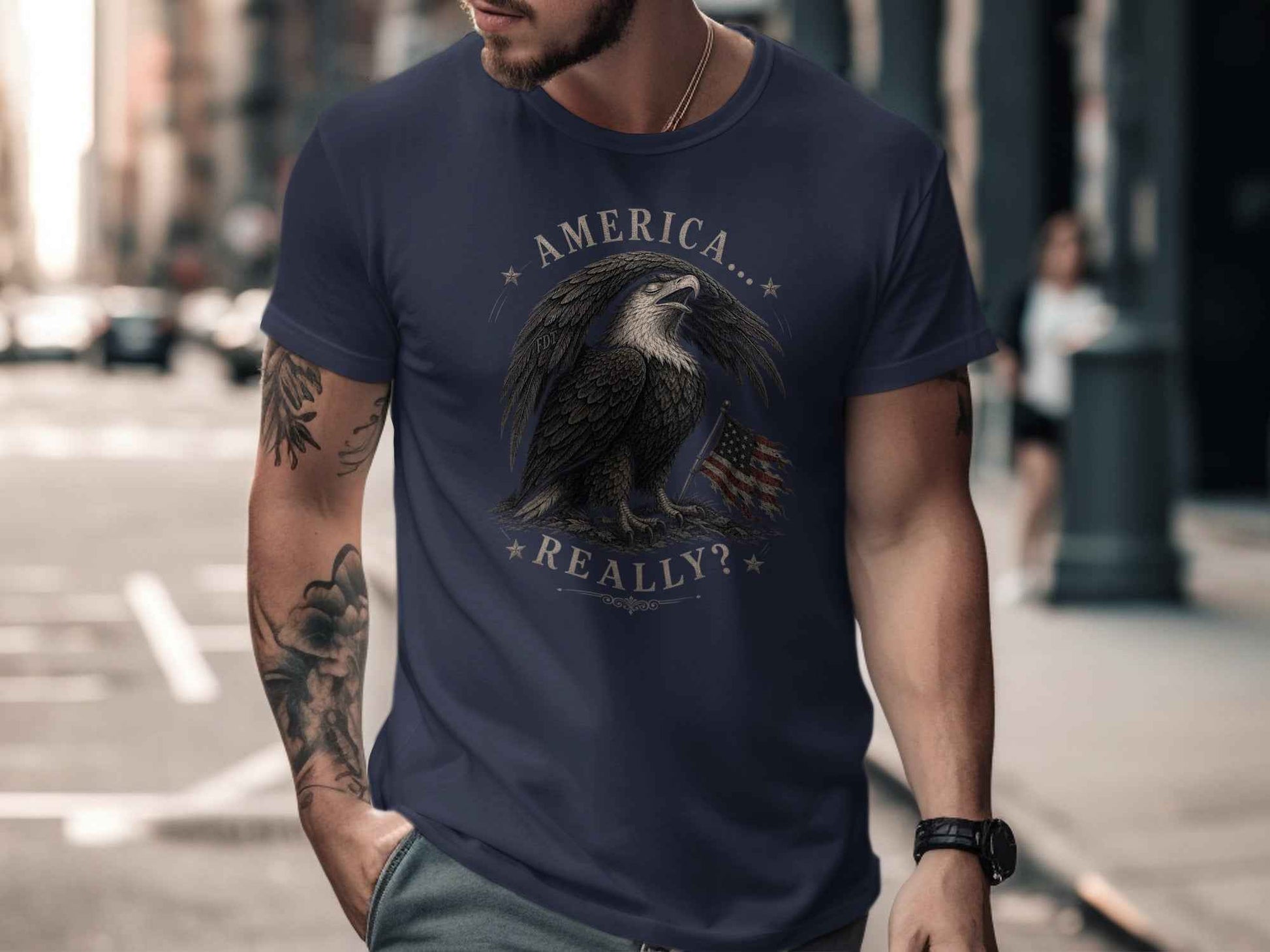 America...Really? Vintage Eagle Graphic T-Shirt