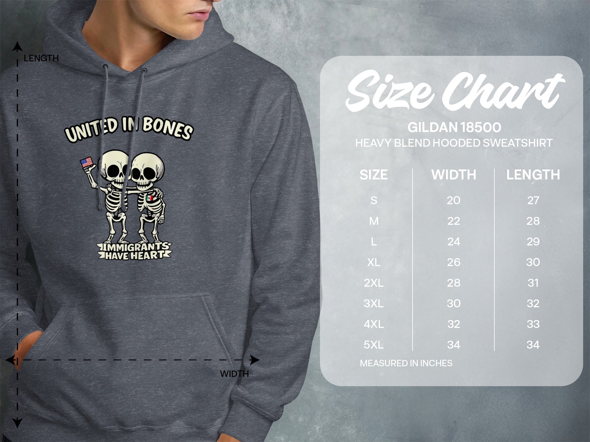 United in Bones Immigrants Have Heart Hooded Sweatshirt product type