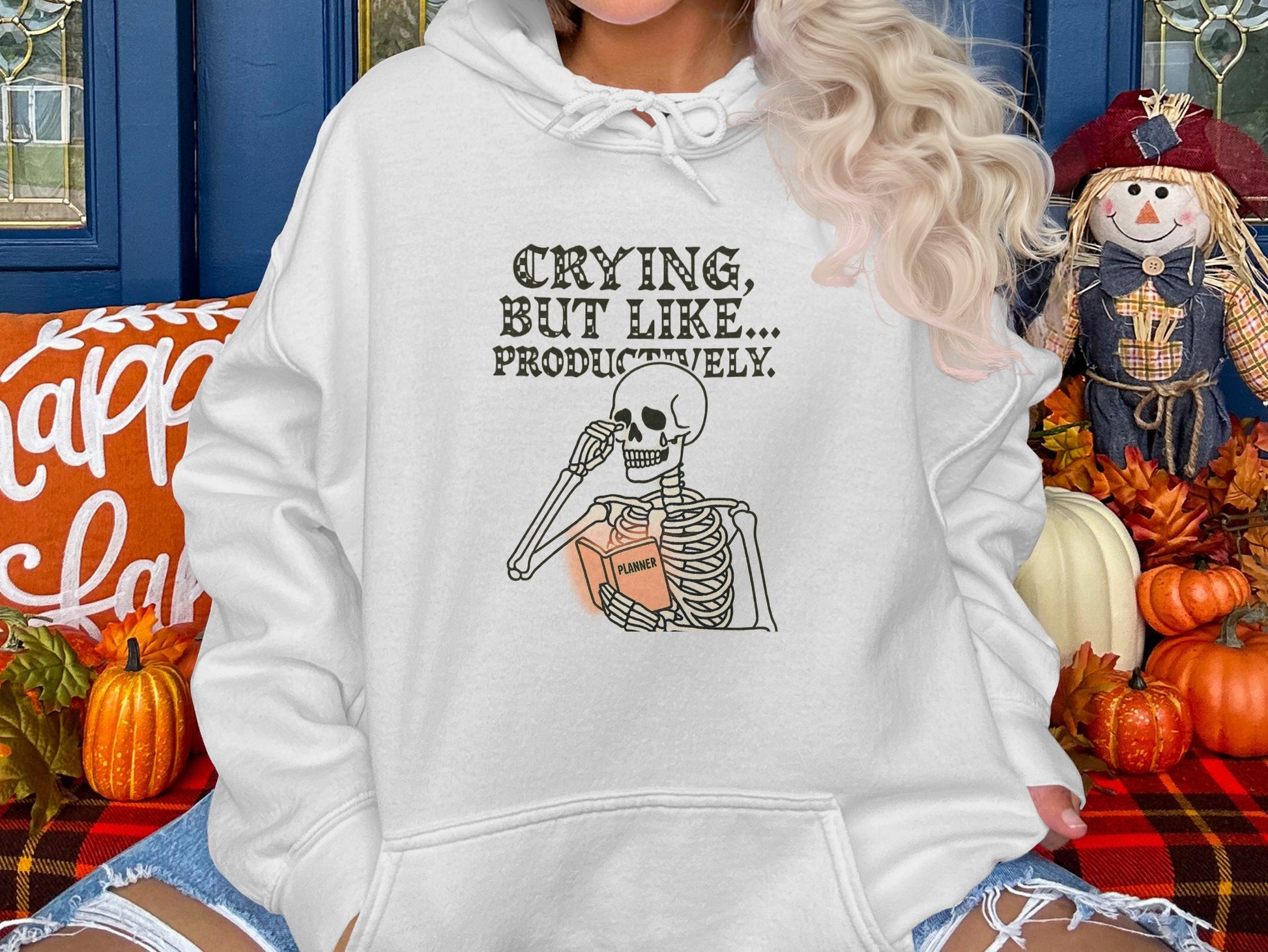 Crying But Like Productively Skeleton Hoodie product