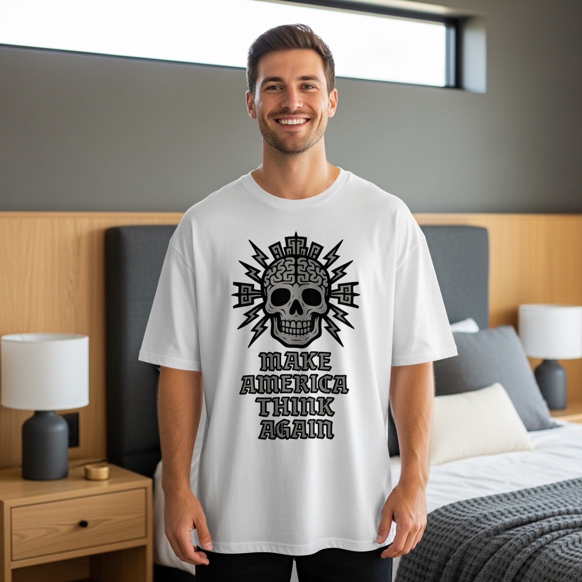 MAKE AMERICA THINK AGAIN Skull Graphic T-Shirt