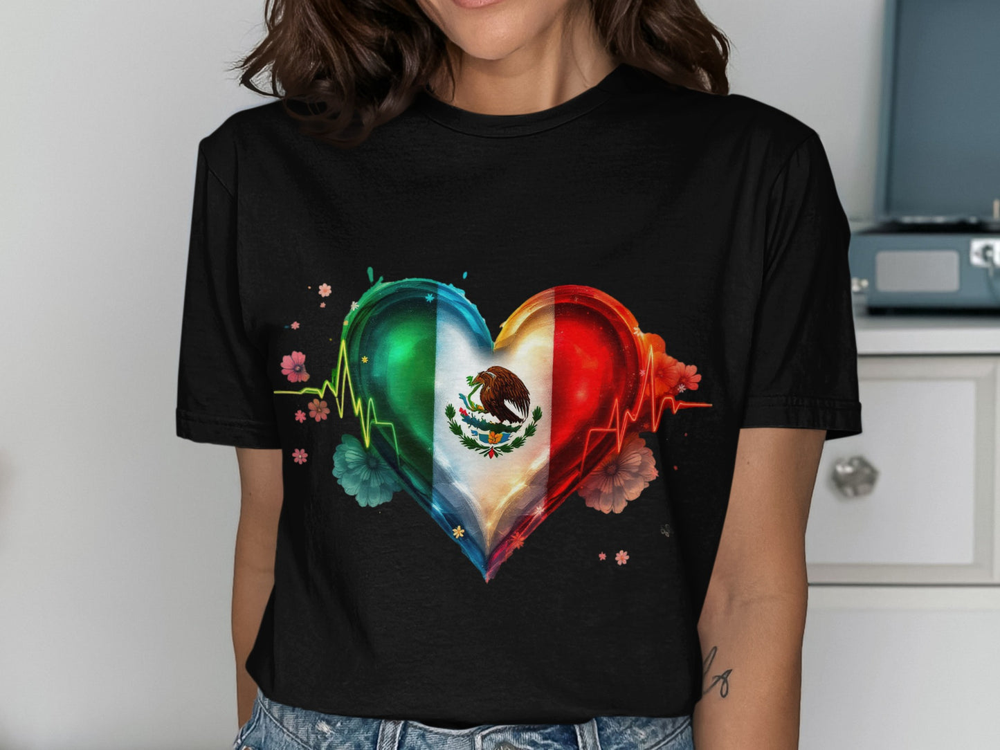 Love Heartbeat with Mexican Flag Symbol T-Shirt product type