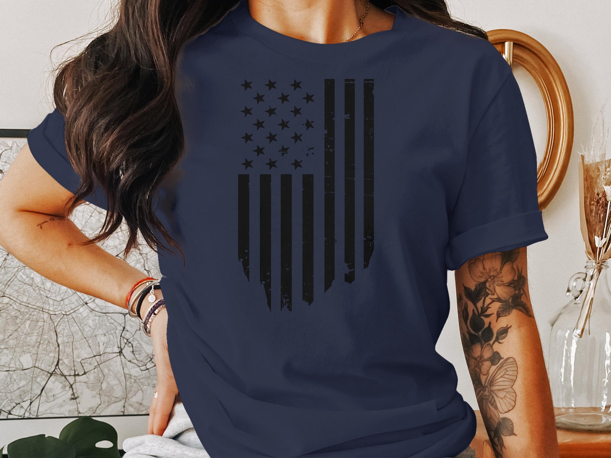 Distressed American Flag Graphic Tee Stylish Casual Product