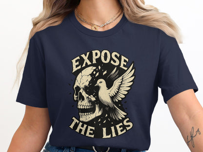 Expose The Lies Skull and Dove Graphic T-Shirt product
