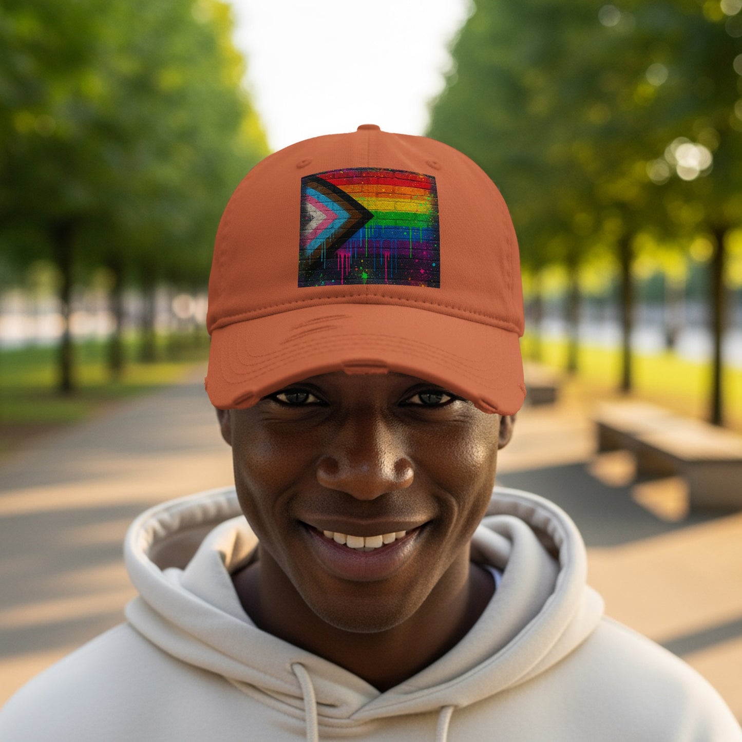 Pride Flag Design on Orange Baseball Cap product