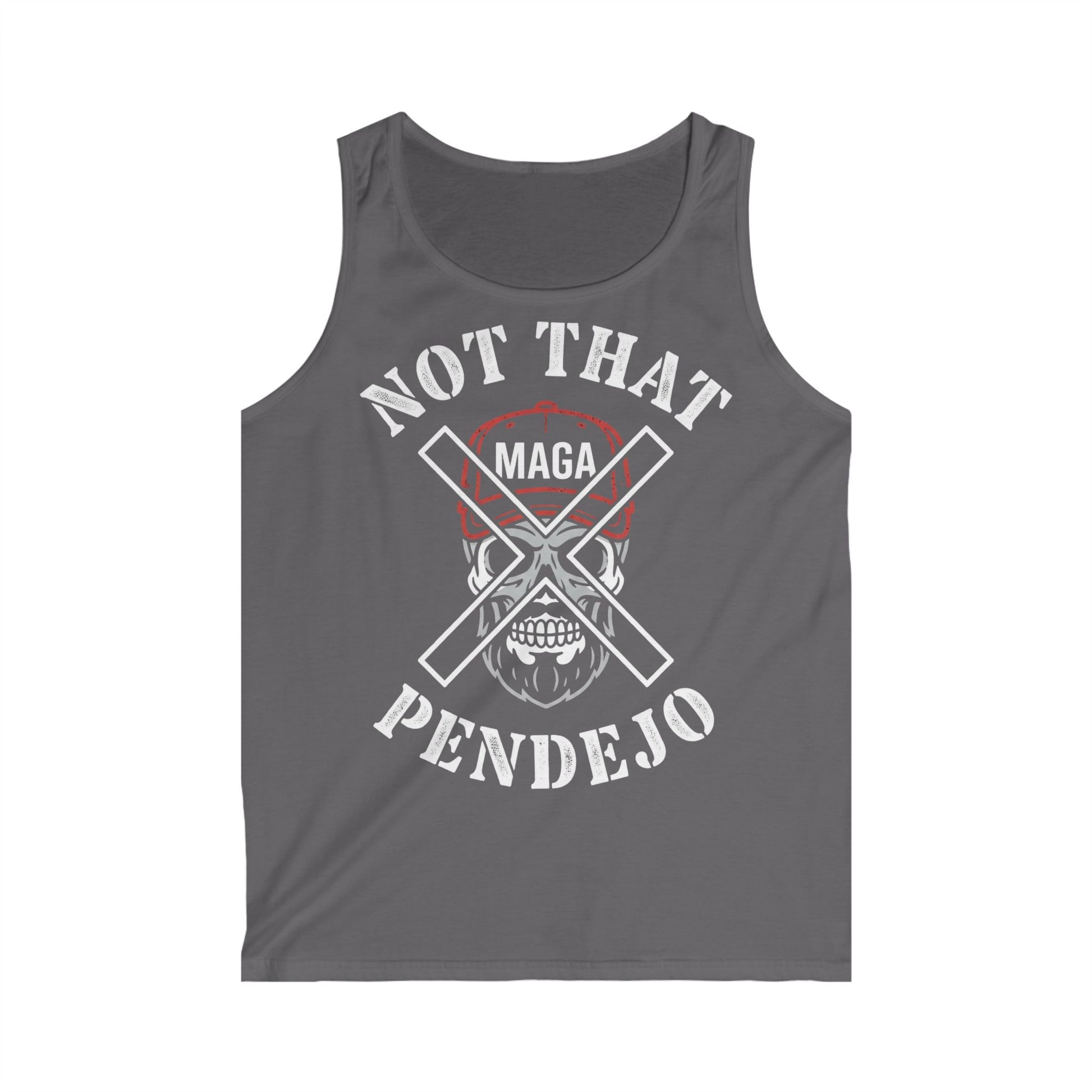 Men's tank top with "NOT THAT MAGA PENDEJO" text and skull graphic.