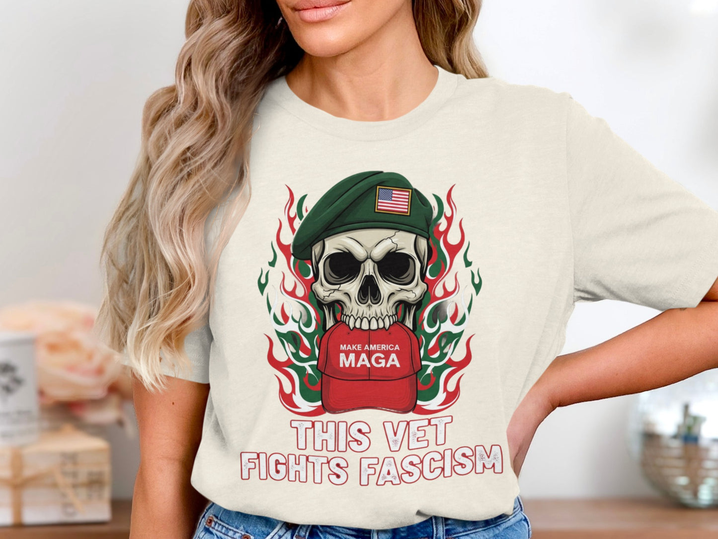 This Vet Fights Fascism Graphic T-Shirt