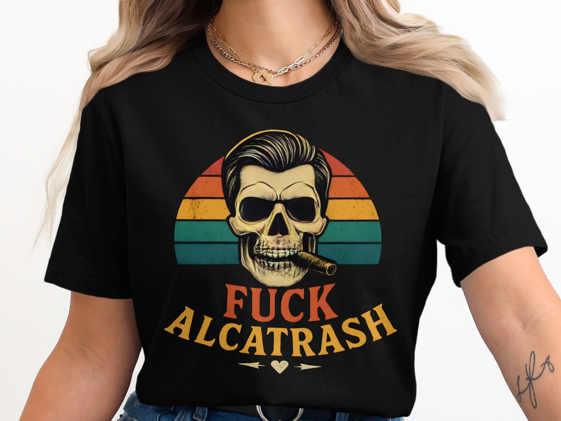 Retro Skull Design with Text Graphic T-shirt product