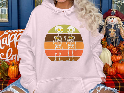 Retro Skeletons Graphic Pink Hoodie product