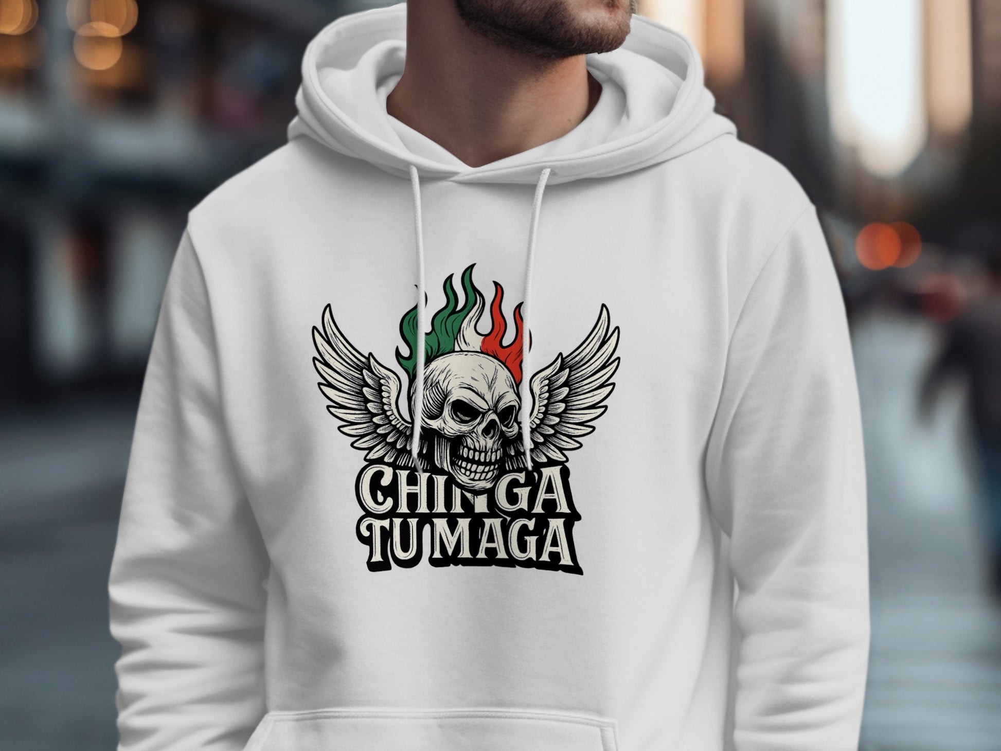 Chinga Tumaga Winged Skull Flame Design Hoodie product
