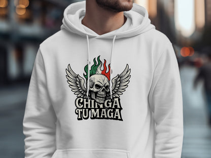 Chinga Tumaga Winged Skull Flame Design Hoodie product