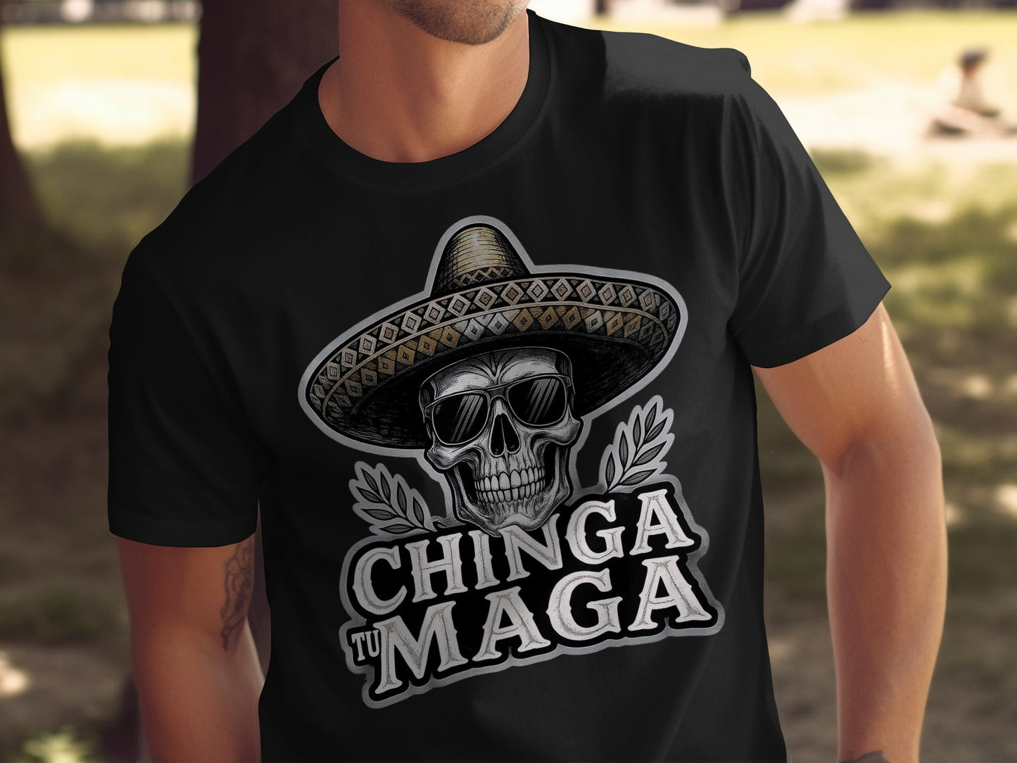 Chinga Tu Maga Skull Design Graphic Tee Shirt product type