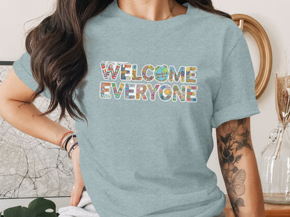 Welcome Everyone Message Short Sleeve Shirt