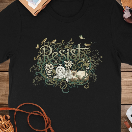 Resist Pet-Themed Graphic Design T-Shirt