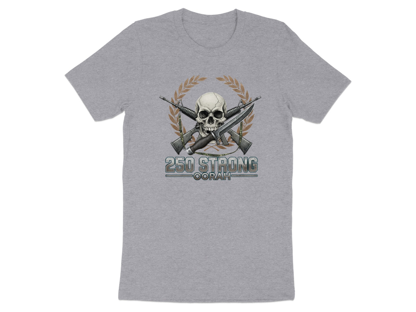 250 Strong Motivational Military Skull T-Shirt