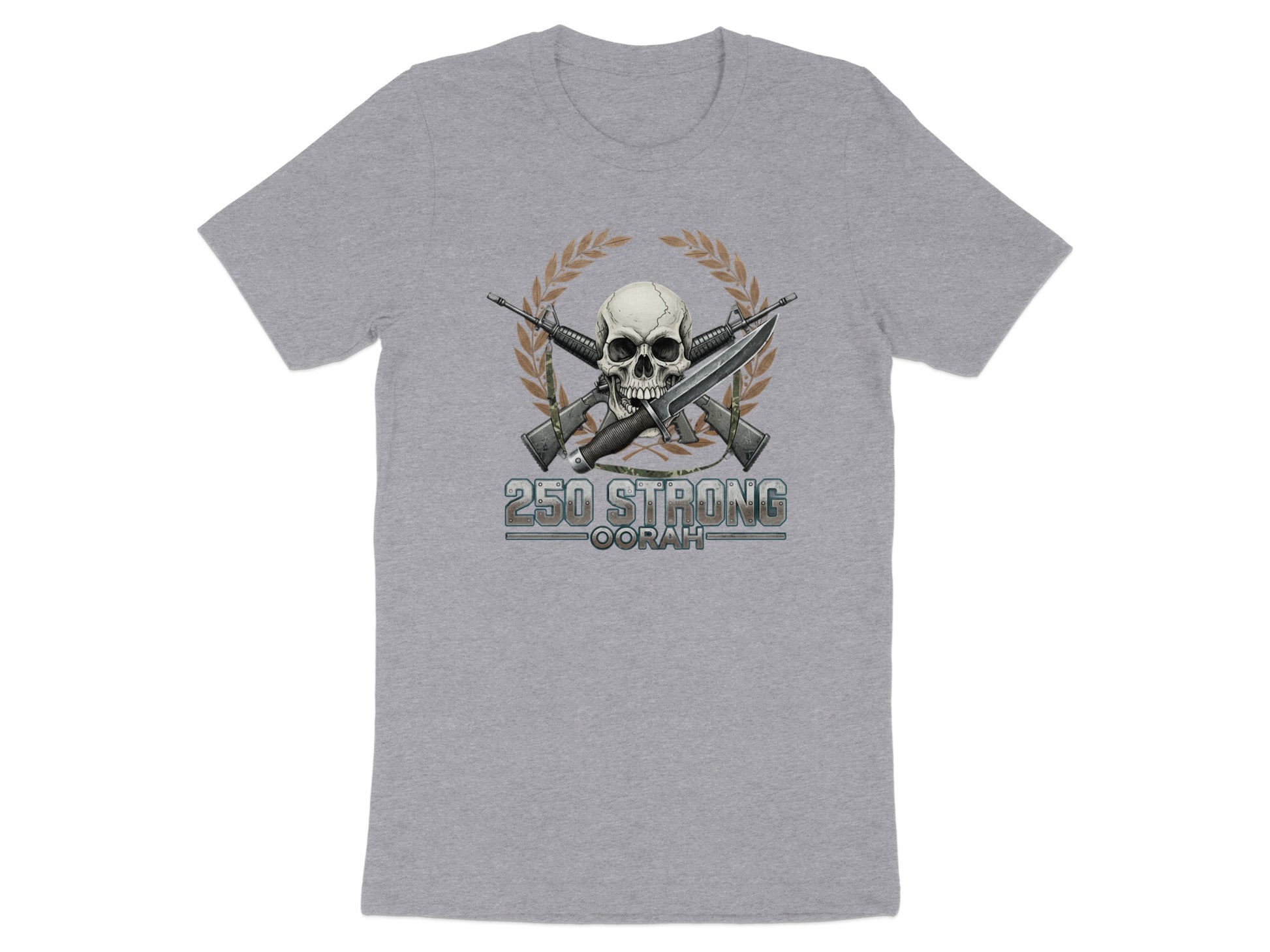 250 Strong Motivational Military Skull T-Shirt