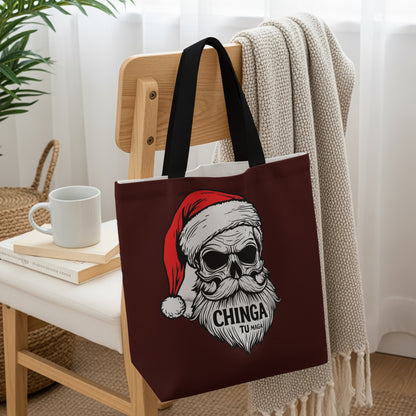 Santa Skull Graphic Tote Bag Christmas Gift