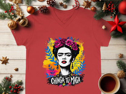 Vibrant Artistic Tee with Colorful Floral Design