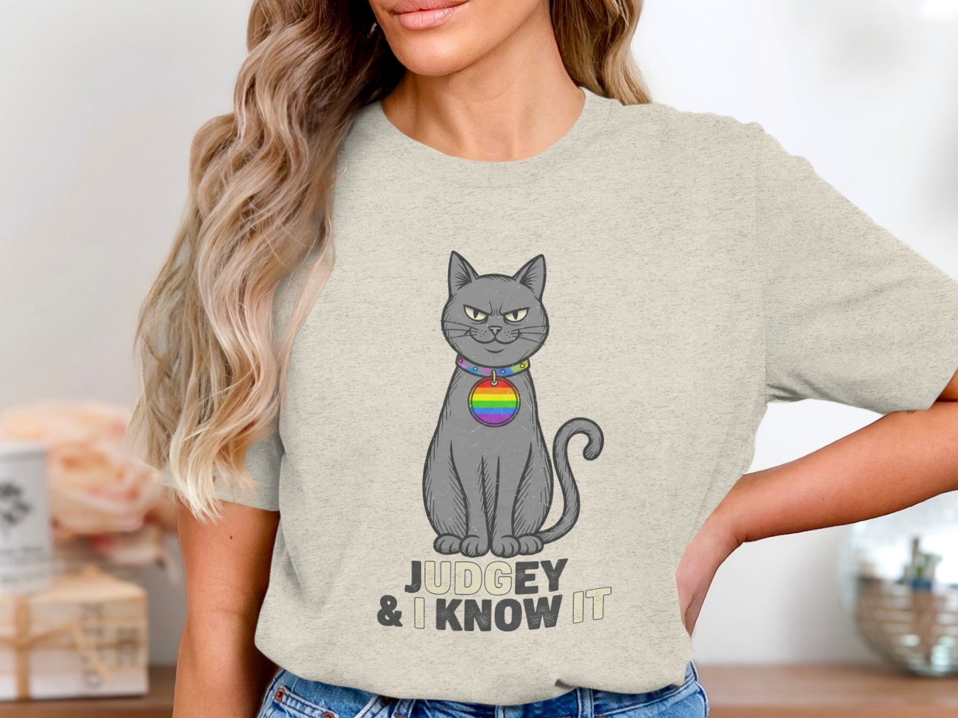 Judgey Cat Graphic Design Shirt Cool Cat product type