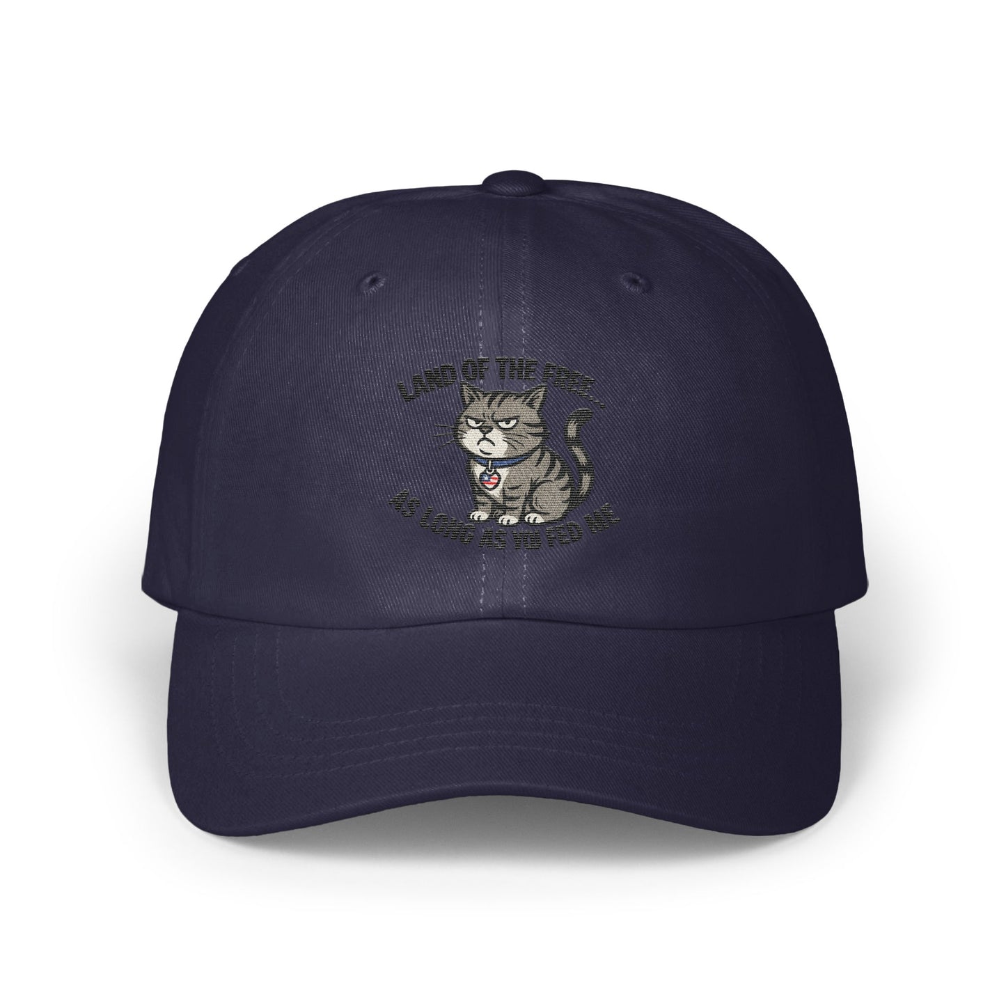 Land of the Free Cat Embroidered Navy Blue Hat product