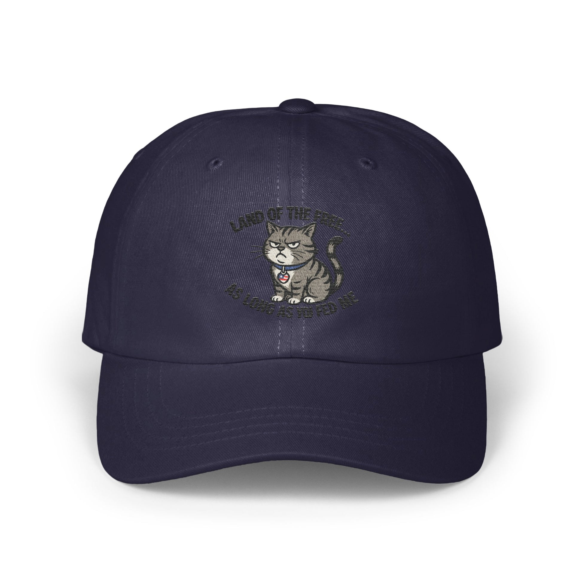 Land of the Free Cat Embroidered Navy Blue Hat product