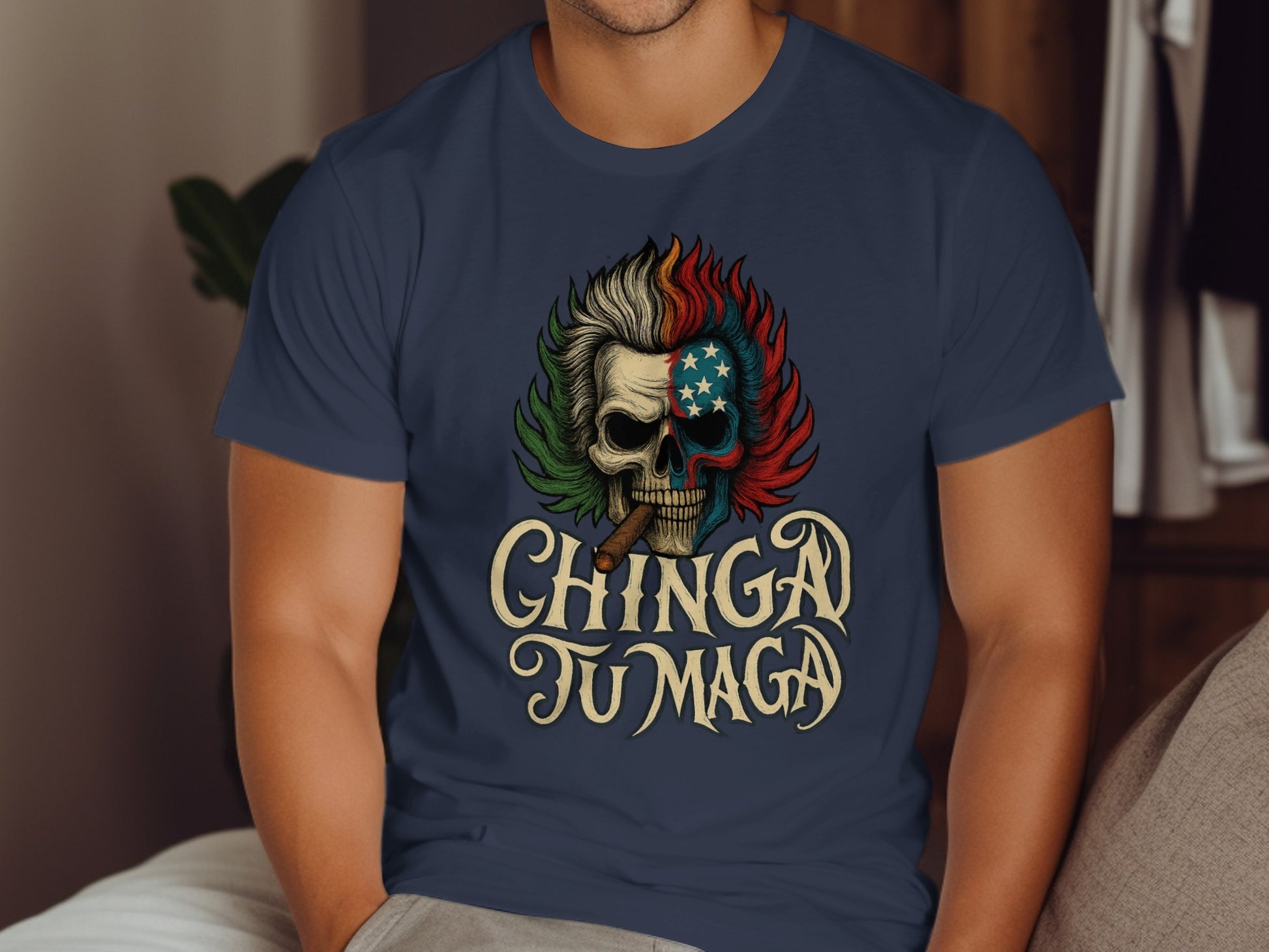 Chinga Tu Maga Skull Graphic Art T-Shirt product type