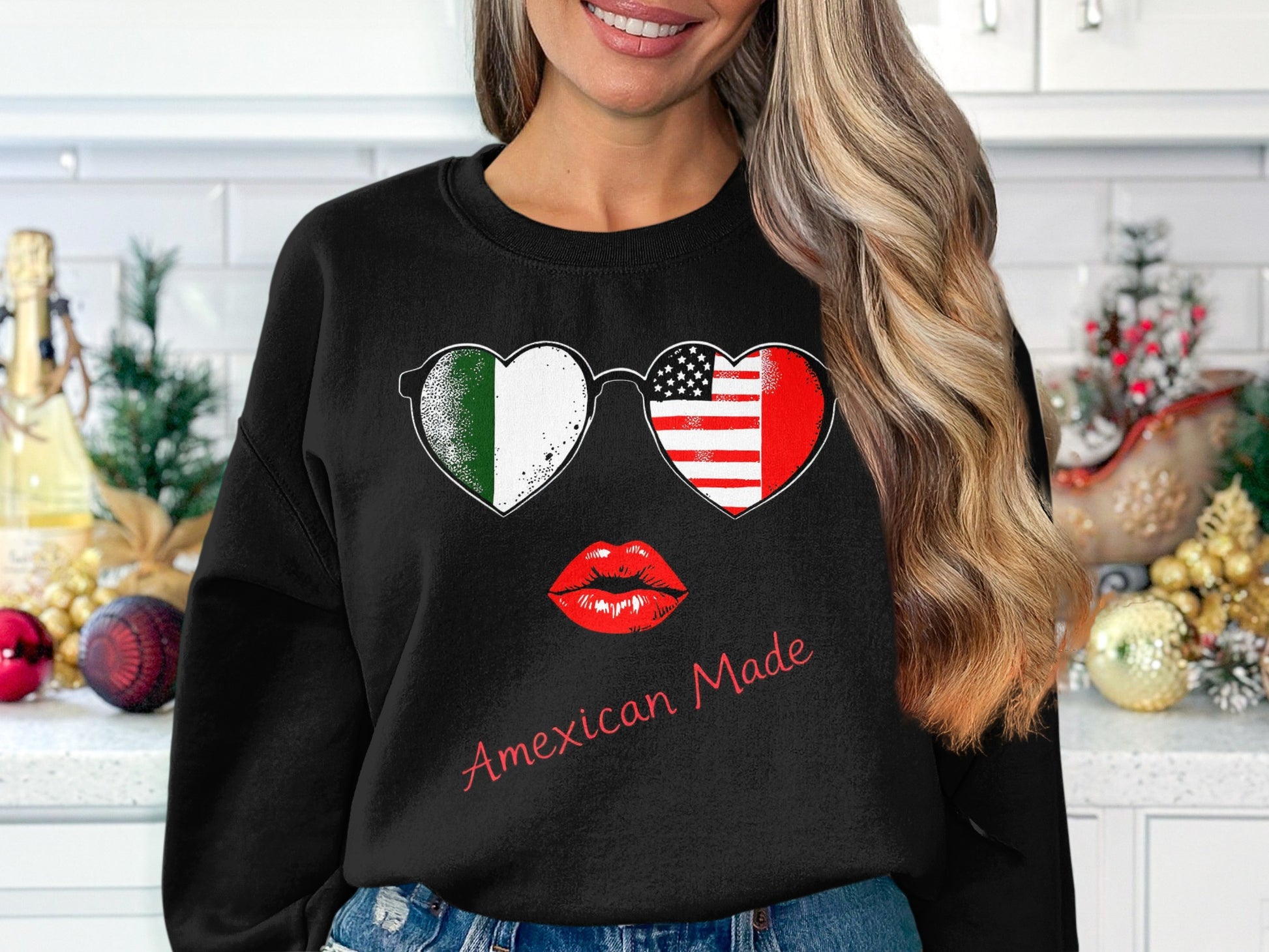 Amexican Made Heart Flag Lips Graphic Sweatshirt product type